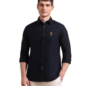 U.S. POLO ASSN. Solid Tailored Fit Shirt for Men - 100% Cotton, Breathable & Comfortable, Full Sleeves Casual Shirt for Men